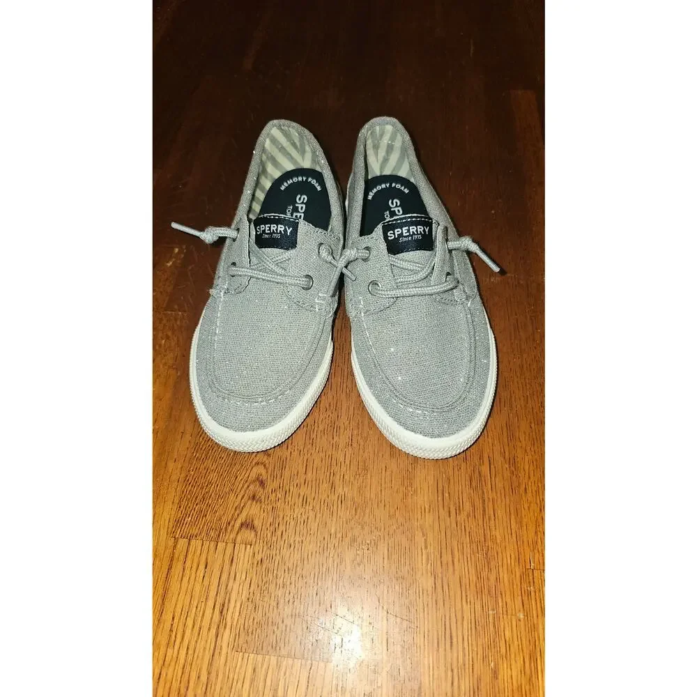 Sperrt kids Girls GLITTERY silver lounge away sperry top‎ sider slides size 13